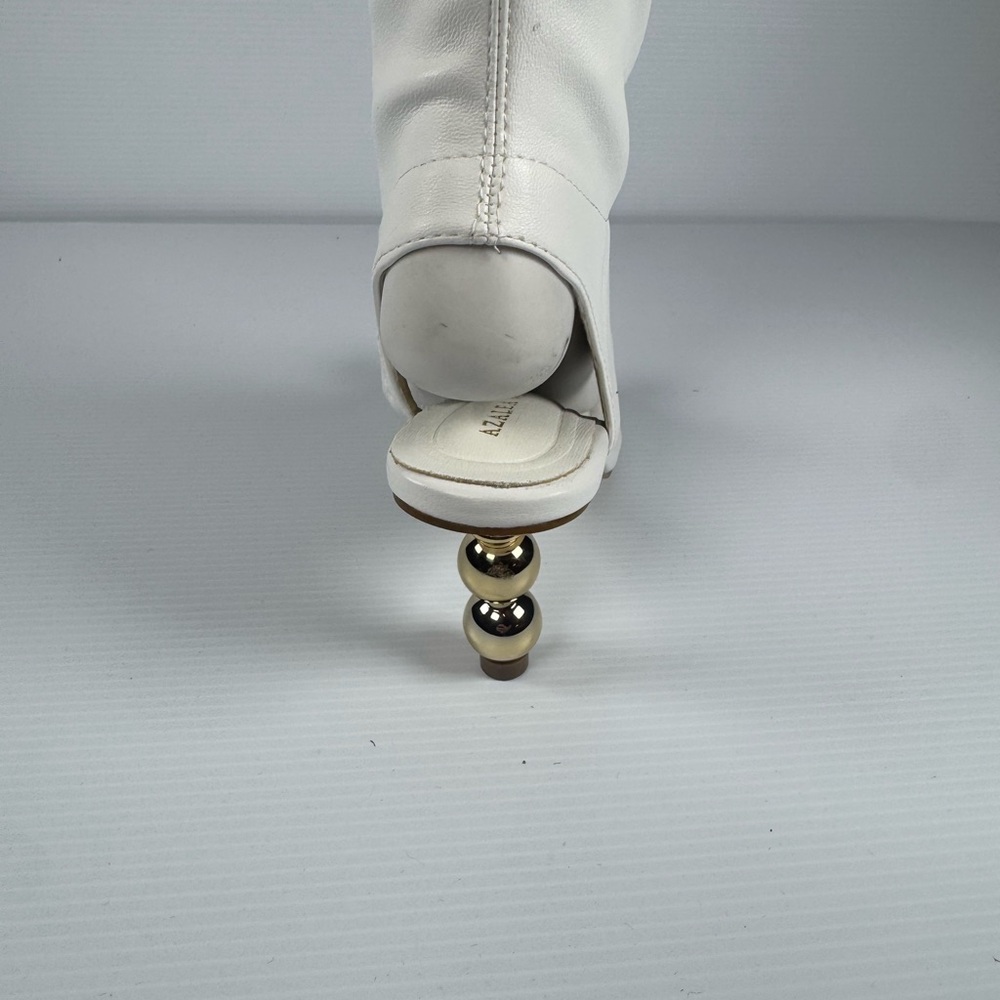 Azalea Wang Dippindot White Knee High Boots Sphere Heel NIB Size 7 - Picture 6 of 7